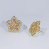 Natural Topaz Flower Stud Earrings  Color Needles Exquisite Craftsmanship Diamond Bizuteria Tone  Jewelry Aros Mujer Oreja
