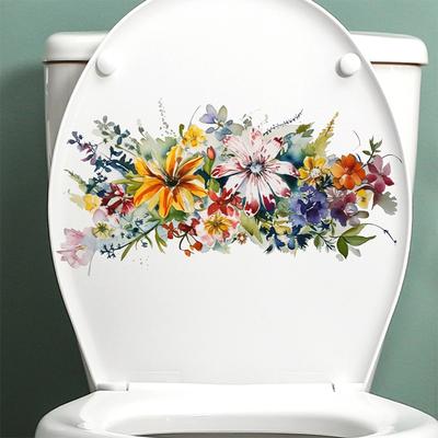 Toilettenaufkleber Blumenaufkleber Badezimmer Selbstklebende Malerei Wasserdichter Aufkleber Toilettendeckel Badezimmer Wandaufkleber