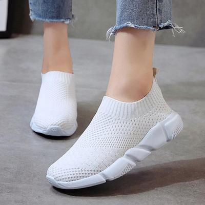 Rimocy Spring Summer Knitting Sneakers Women Light Breathable Mesh Flats Woman Non-slip Soft Bottom Casual Socks Shoes 2022