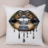 Bold Lip Art Pillowcase Double Print Leopard Pattern Cushion Cover Soft Plush Vibrant Design Pillow Case for Sofa Home Car