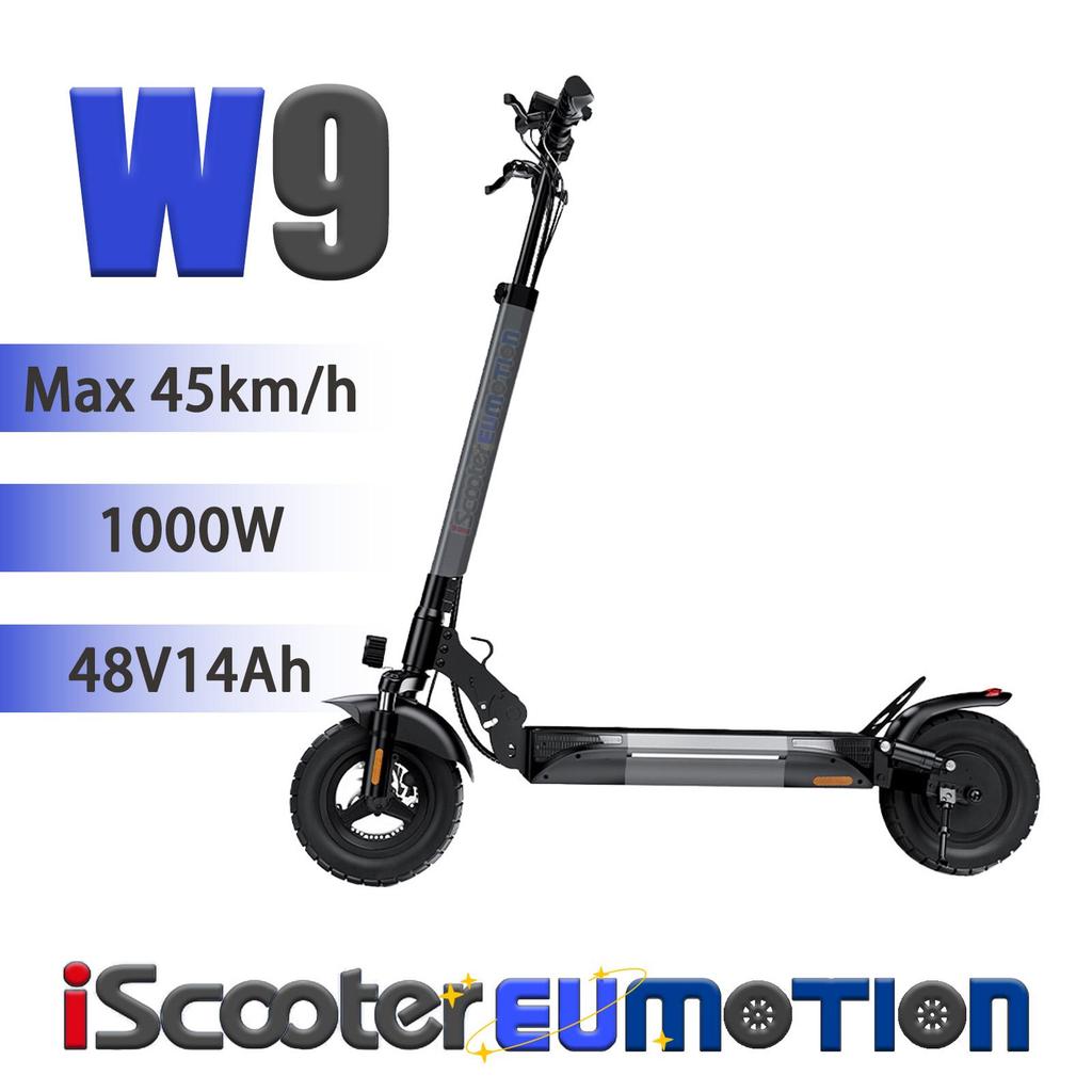iScooter W9 Off-Road Electric Scooter 1000W, 48V14Ah, Top Speed 45km/h, 10" Tires, 4 Gear, Foldable Design, Full Suspenison Road E-Scooter