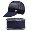 New copper label hat scarf two-piece set men's knitted hat scarf autumn and winter plush hat warm wool hat