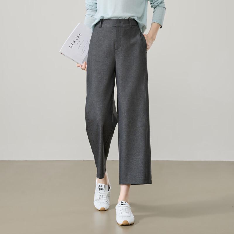 Women s Lyocell Acetate Blend Straight-Leg Cropped Suit Pants 30