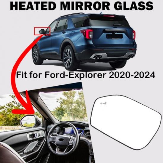 Mirror Glass Driver Left Side Heated w/Blind Spot For 2020-2024 Ford Explorer LH