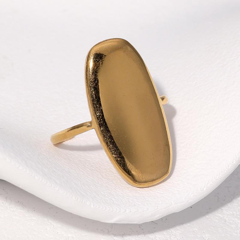 Verstellbarer offener Ring aus Edelstahl, goldbeschichtet, für Damen - Hochwertiger, polierter Schmuck aus Titanstahl