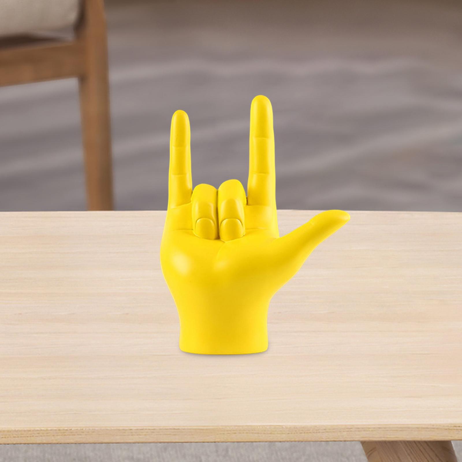 

Love You Finger Gesture Statue Figurine Rock On Hand Sculpture Art Work Crafts for Cabinet Desk Display Home Decor Gift жёлтый