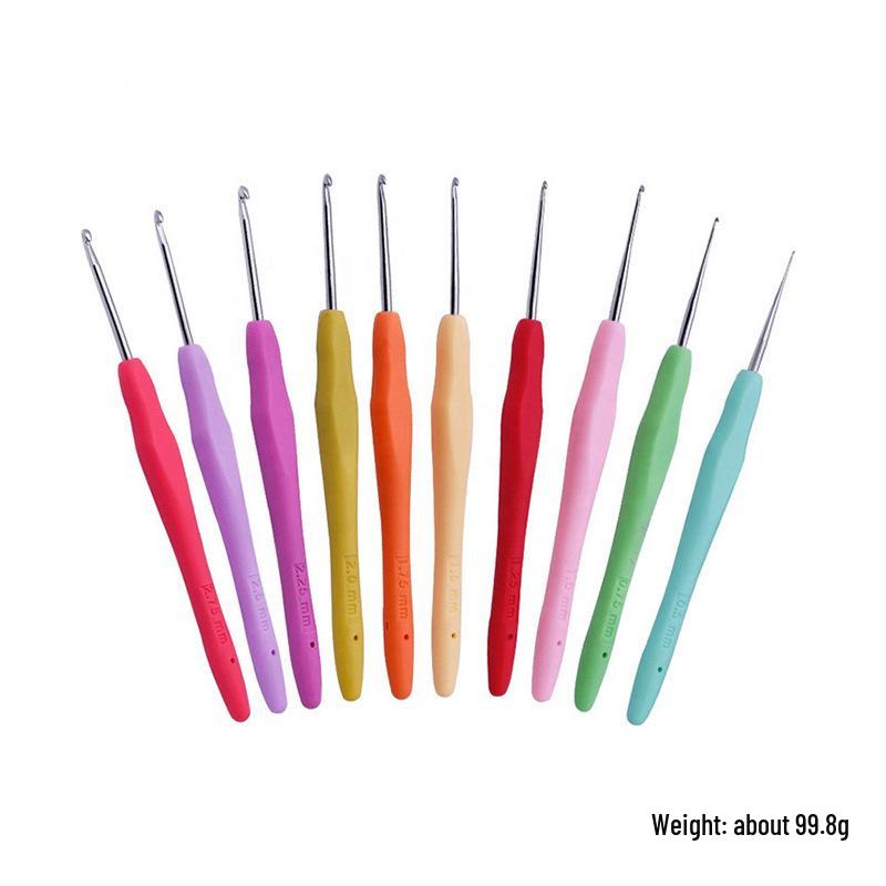 Colorful Metal Crochet Hook with Plastic Handle for DIY Knitting