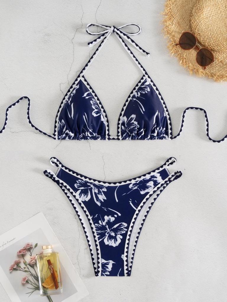 2026 Women's Printed Strappy Split Bikini Swimsuit Set