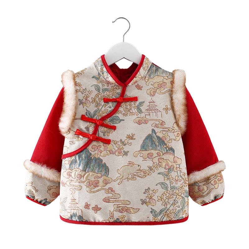 Children's Waterproof Reversible Coveralls: New Year Chinese Style Outerwear & Bib. Dirt-Resistant, Protective for Autumn/Winter.