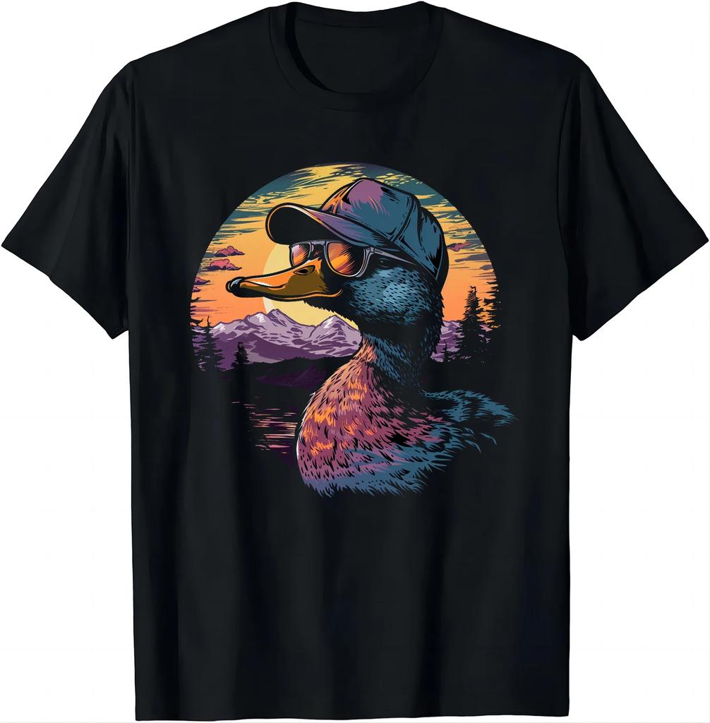 Funny Duck T-shirt with Sunglasses & Hat Design - Perfect for Casual Wear Shirts Graphic T Shirts Clothing Tops Streetwear