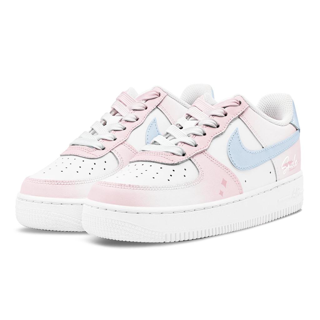 Nike Air Force 1 Air Force 1 Abrasion Resistant Slip Resistant Low Top Skateboard Shoes Women's White Pink Blue DH2920-111(Team1655-S-BOX)