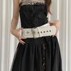 Y2k Leather Waist Belt Gothic Dress Jeans Belt Fashionable Women's Rivet Belt  Streetwear