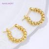 Vintage Hoop Earrings 18K Gold Plated Twist Earrings For Women Trendy Earring Jewelry Prevent Allergy Party Accessories Gift