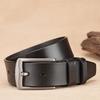 Curea cu Cataramă cu Pini pentru Bărbați, Curea Retro din Piele pentru Pantaloni Largi, Curea Casual pentru Bărbați din Piele de Vacă Pură