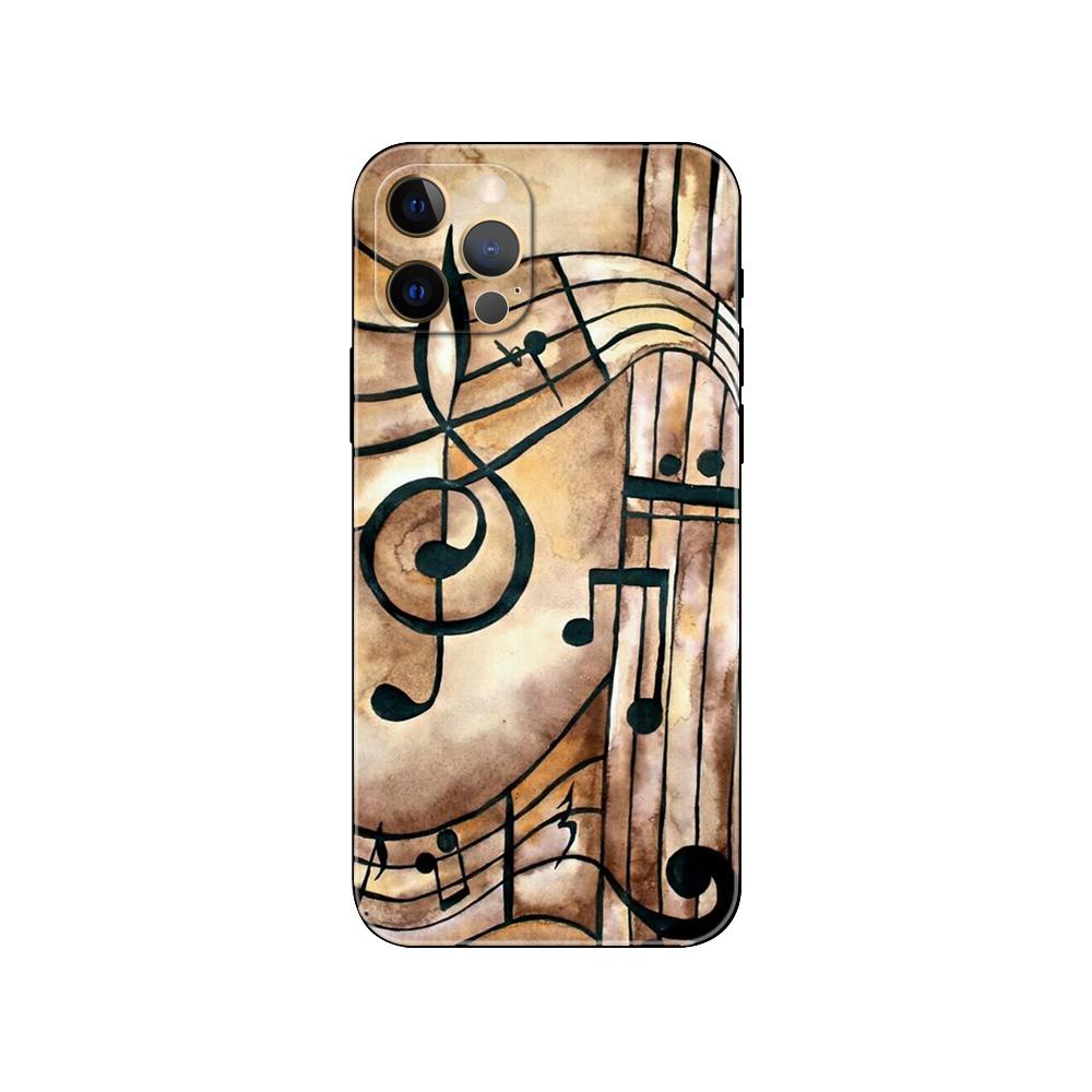 Classic Music Violin Music Notes Black Tpu Case for Iphone 5 5s Se 6 6s 7 8 Plus X 10 XR XS 11 12 13 Mini Pro MAX Back Cover