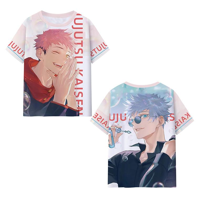 Satoru Gojo Japanese Anime Jujutsu Kaisen T-Shirts 3D Printed Summer Quick Dry Round Neck Short Sleeves for Men Polyester Do Not Fade