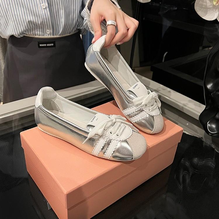 French Gentle Ballet Sneakers Women's Flat Bottom 2025 Summer New Series Breathable Little White Shoes One Pedal Board Shoes