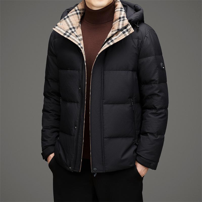 Men's Fashionable 2025 Winter White Duck Down Jacket - Versatile, Casual, Warm Outerwear for Middle-Aged Men