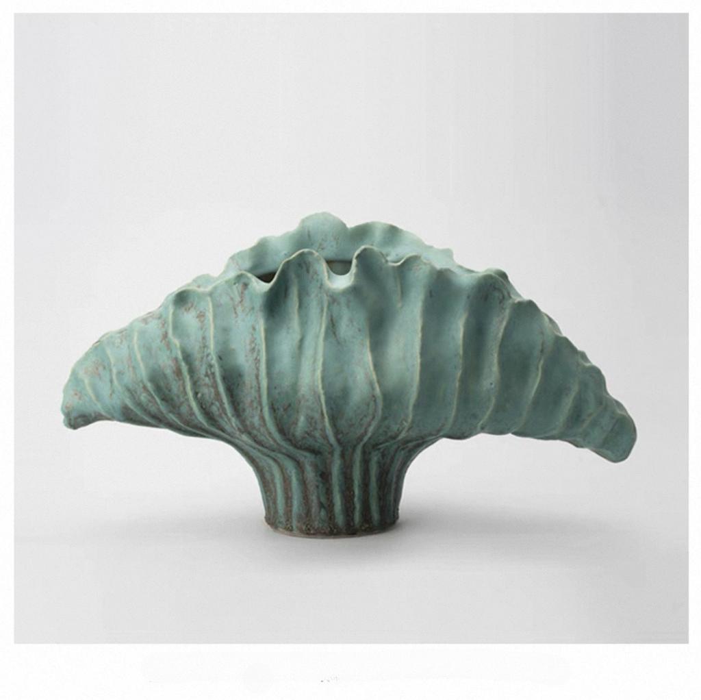 Abstract Ceramic Handicrafts Pleated Flowerpot Shell Vase Wavy Flower Vase Flower Arrangement Home Decoration Accessories