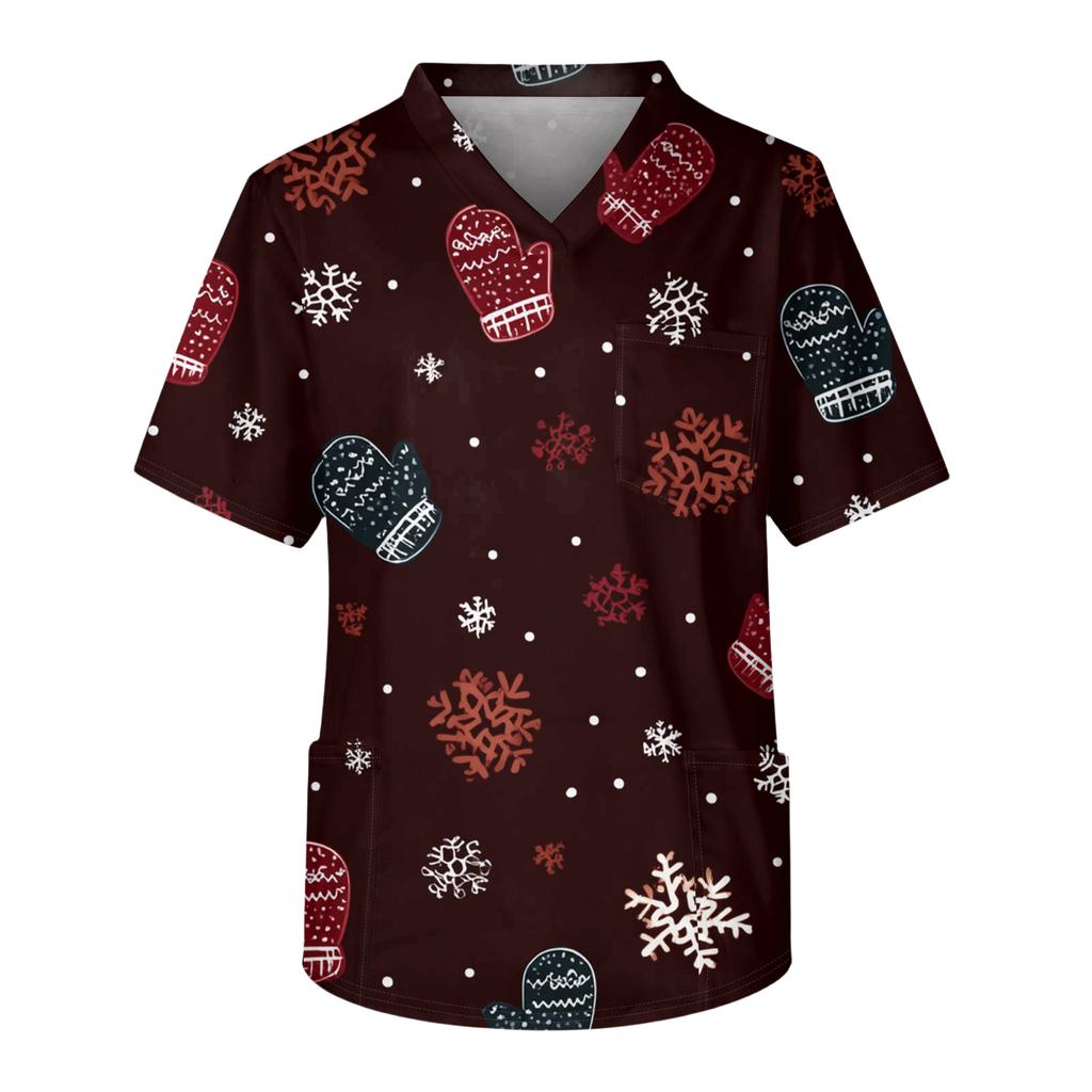 Men's Casual Short-Sleeved V-Neck Printed Front Pocket Top