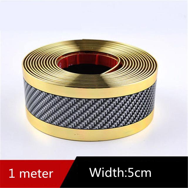 5CM Width Car Stickers Anti Scratch Door Sill Protector Rubber Strip Carbon Fiber Car Threshold Protection Bumper Film