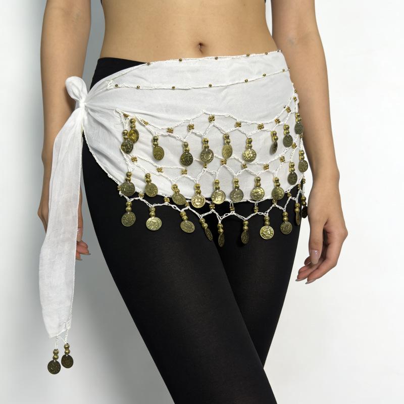 Belly Dance Waist Chain with 72 Hanging Chiffon Coins for Beginners