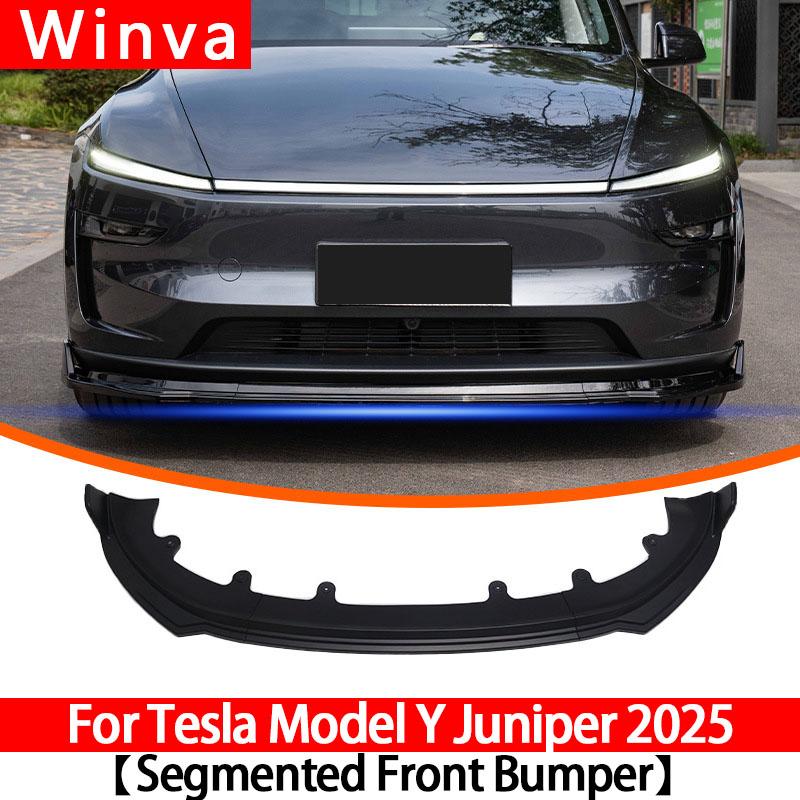 For New Tesla Model Y Juniper Launch 2025+ Front Bumper Front Lip Front Shovel Kit Sedan Body Spoiler Splitter Chin Guard Kit