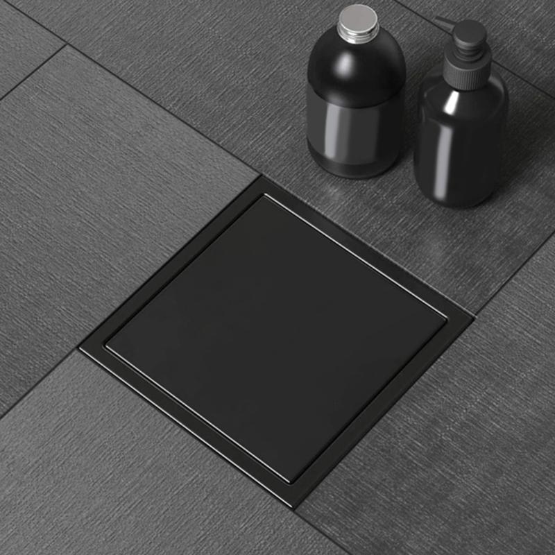 Modern Square Floor Drain for Bathroom 4 Inch Floor Drain Contemporary 4 Inch Square Shower Drain Quick Installation