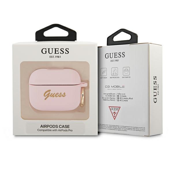 Guess Guapsssi Airpods Pro Cover Różowy/Pink Silicone Vintage Script
