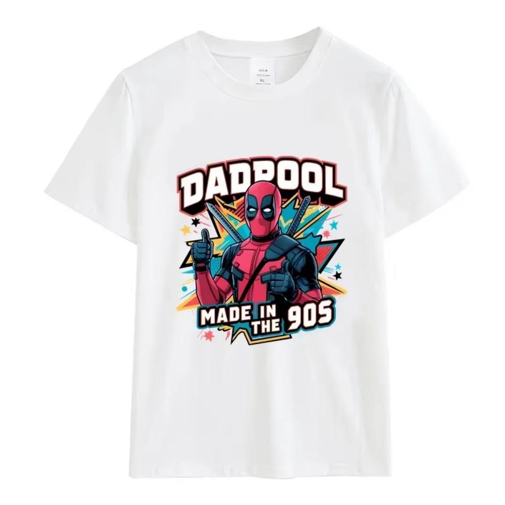 T-Shirt For Men Fashion Casual Loose 100cotton Clothing Cartoon Deadpools  Printed Crewneck Breathable Tshirt Hip Hop Tees