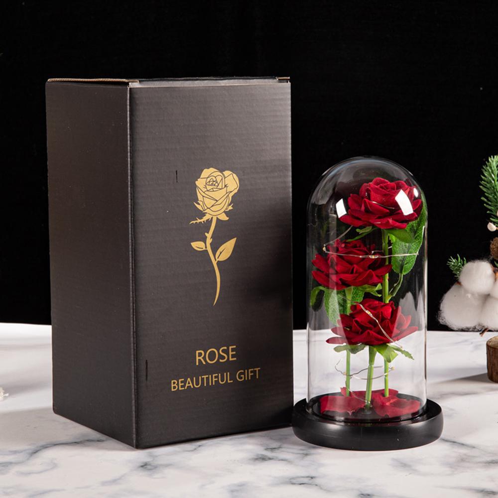 LED Galaxy Three Rose Artificial Flowers Wedding Decoration Creative Valentine'S Day and Mother'S Day Gift without Battery