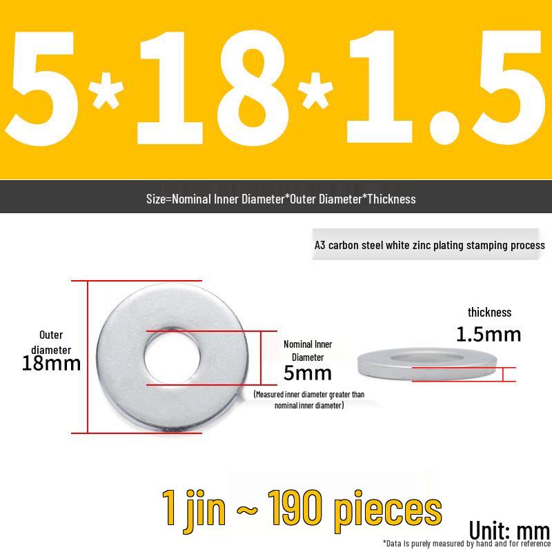 Extra Large Galvanized Metal Flat Washer - Thickened Round Screw Washer M6-M16