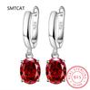 Square Genuine Blue Topaz Amethyst Citrine Garnet Created Sapphire Ruby Emerald 925 Silver Stud Earrings
