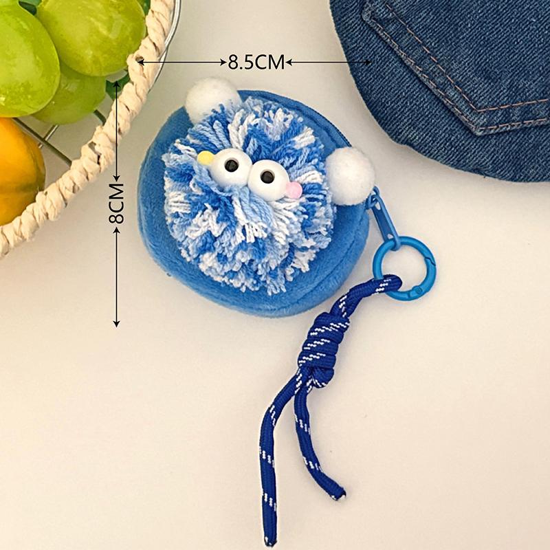 Creative Cute Fur Ball Coin Purse Cartoon Plush Doll Earphone Bag Key Pendant Backpack Hanging Decoration Couple Gifts