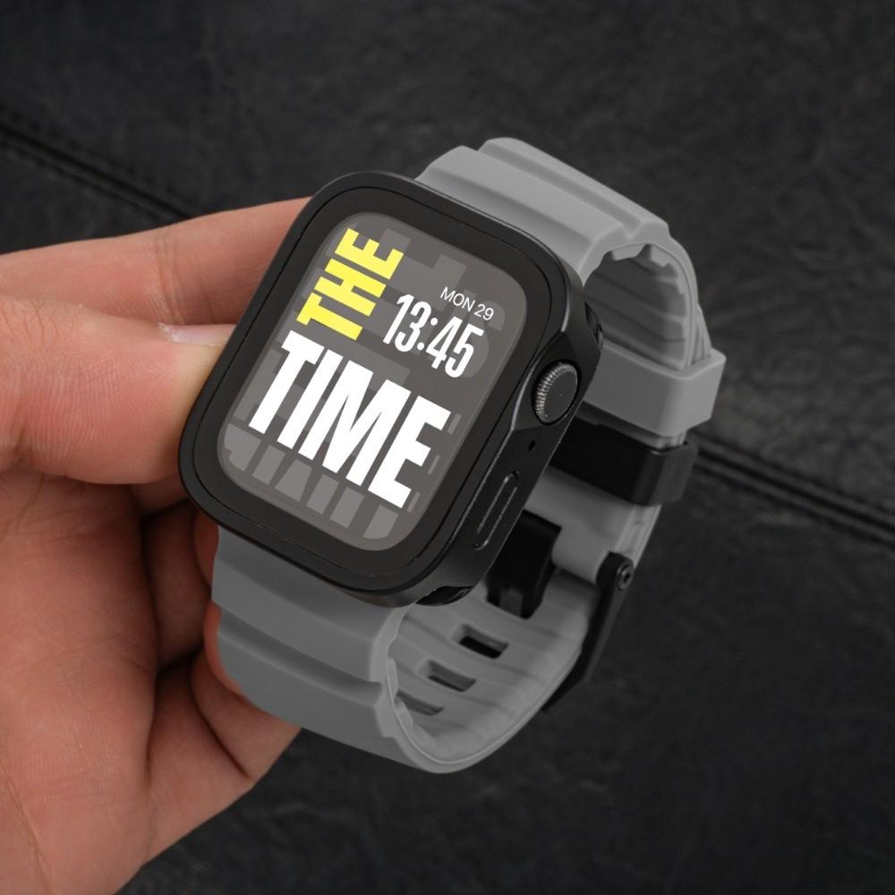 Silicone Strap + Aluminum Alloy Case For Apple Watch Ultra 3 49mm S11 S10 46mm For Apple Watch 9 8 7 45mm 6 5 4 SE3 44MM