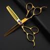 Professional 440C Left Handed 6 '' Gold Hair Scissors Haircut Thinning Barber Makas Cutting Shears Hairdresser Scissors
