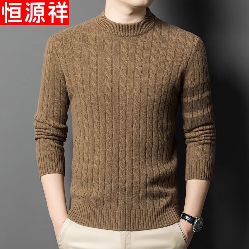 

Hengyuanxiang Men s Pure Wool Round Neck Pullover 4XL