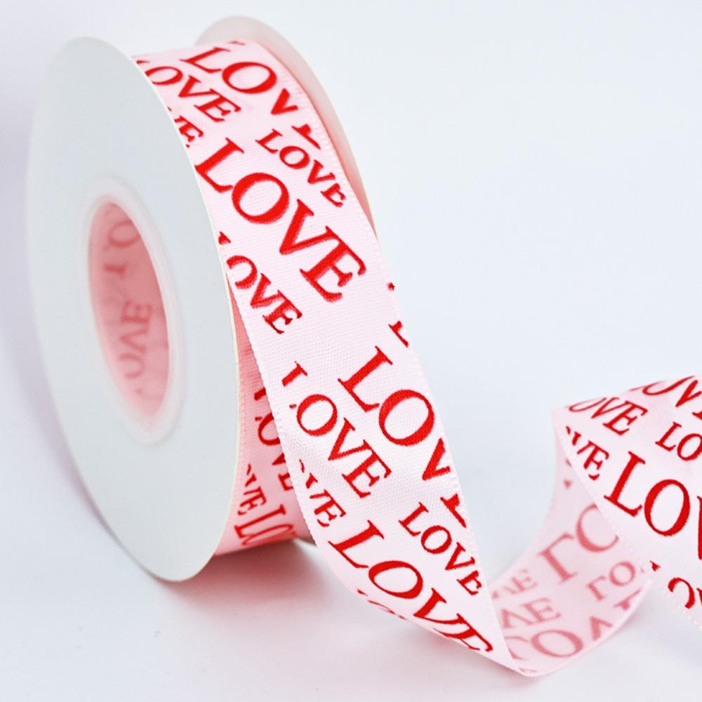Romantic 2.5cm Valentine s Day Ribbon Heart Pattern Decorative LOVE Ribbon Satin Ribbon Romantic Occasions 2.5cm width