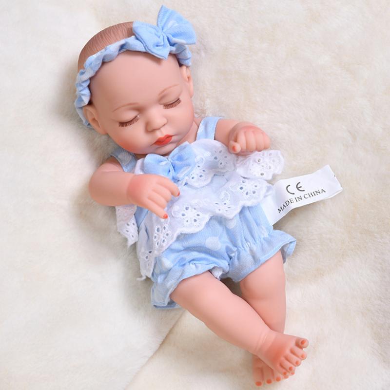 Mini 11-inch Reborn Doll with Closed Eyes, Simulation Baby Doll for Little Girls, Early Education Sleeping Doll