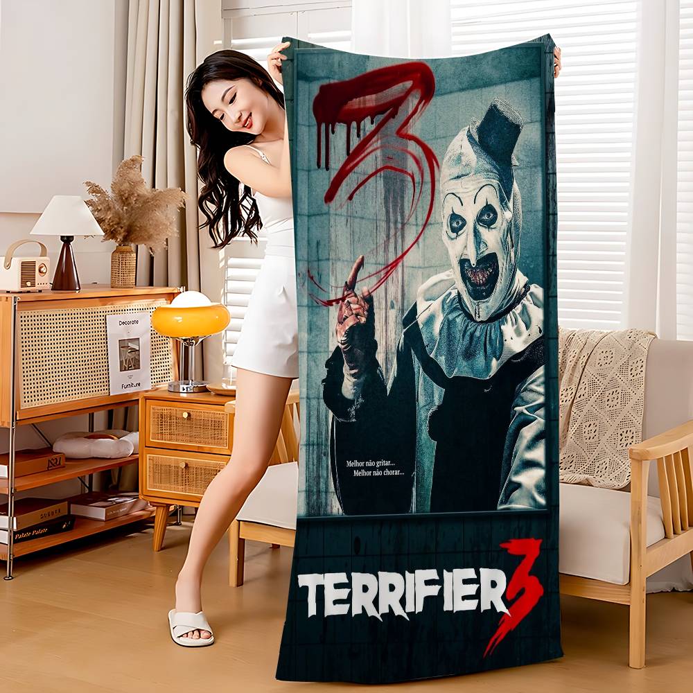 Horror Movie Terrifiers Microfiber Printed Beach Towel Mountain Climbing Yoga Beach Swimming Running Absorbent Soft Towel