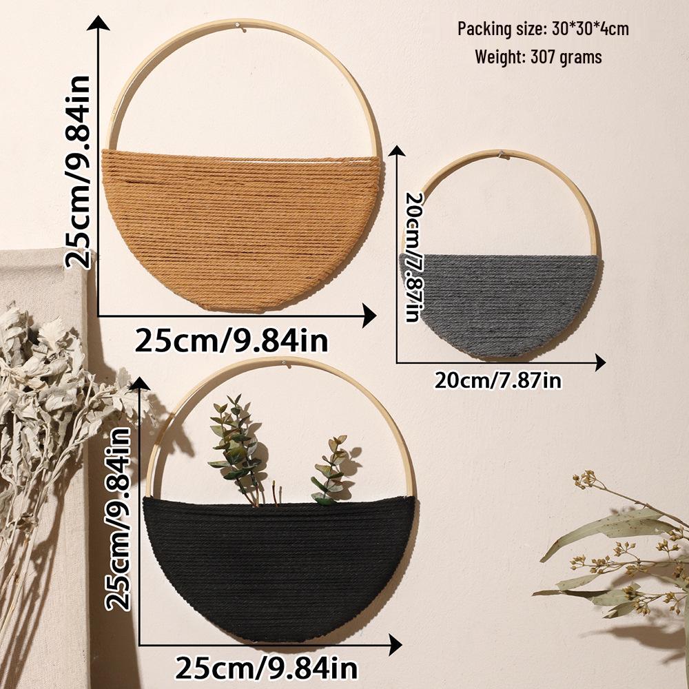 Bohemian Double Round Woven Wall Rack - Handmade Hanging Decor