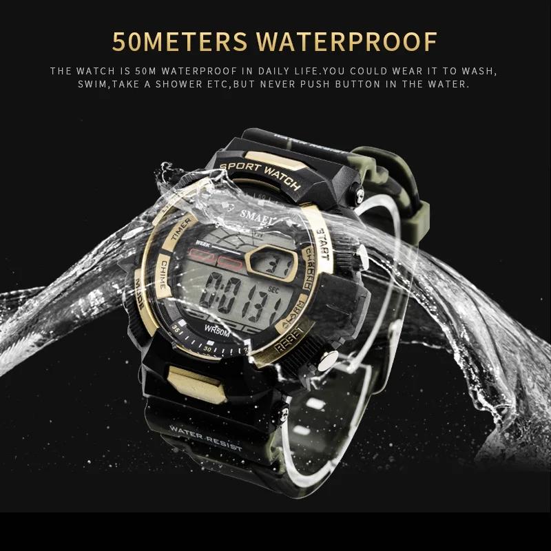 Smael 1527 Shock Resistant LED Function Adjust Wristwatch Reloj Digital Resin Material Watch Outdoor Sports Creative Men Date