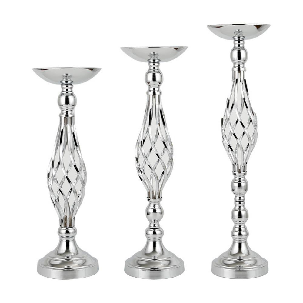 New Dining Table Candle Holder Arrangement Silver Iron Flower Arranger Path Candle Holder Wedding Flower Props Home Furnishings