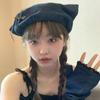 Y2k Gingham Cotton Cat Ear Beanie With Sun Protection For Summer And Autumn Wear