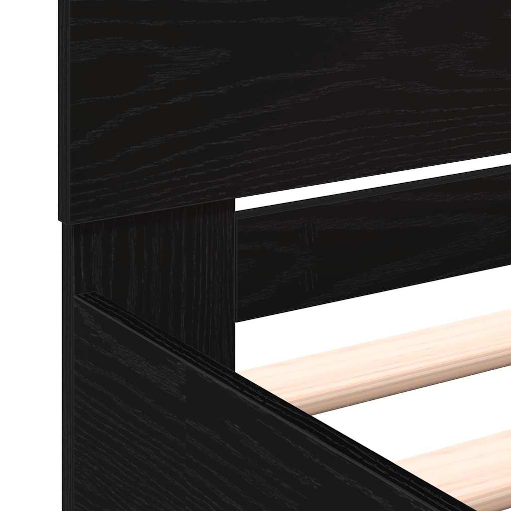 Bed Frame Black Oak Effect 203 x 185 x 70 cm Engineered Wood