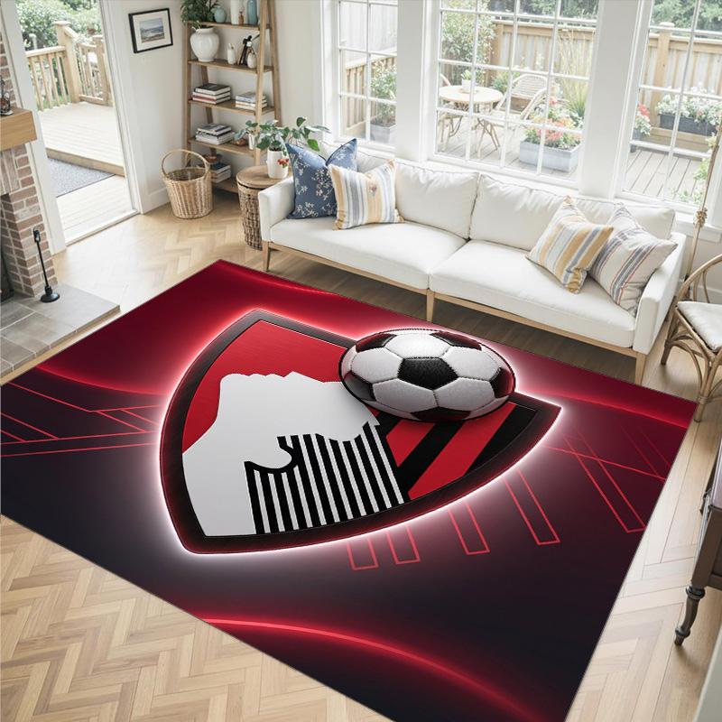 Bournemouth Football Design Crystal Velvet Carpet Cozy Non?Slip Printed Rug For Bedroom Living Room Entrance
