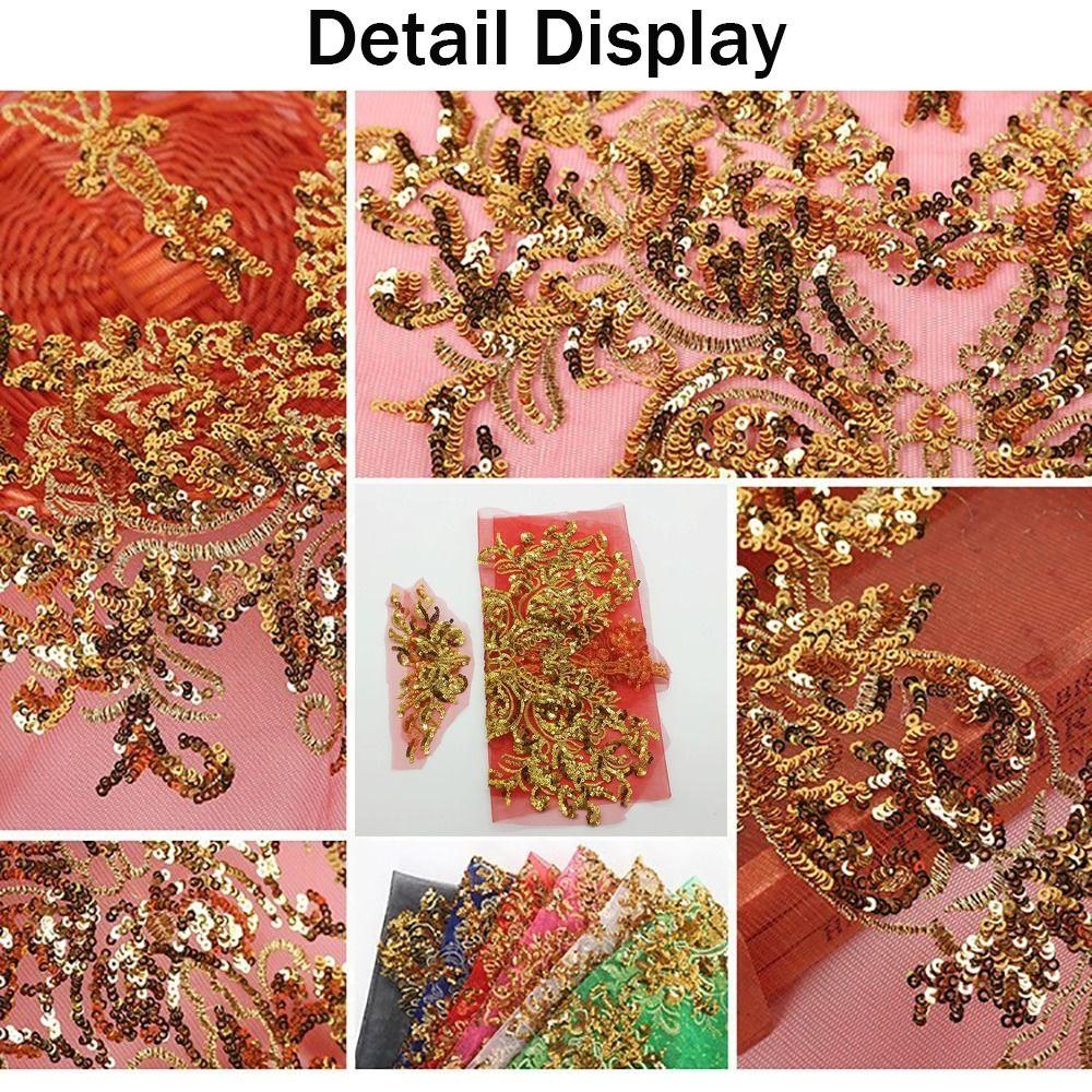 DIY Embroidered Floral Patches Sequin Embroidery Lace Appliques Sequins Patches  Wedding