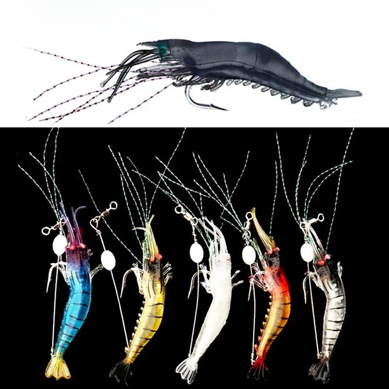 1 Stück Leuchtende Weiche Angelköder Gefälschte Garnele Schwimmender Geformter Köder Bionische Künstliche Garnele mit Haken Angelausrüstung