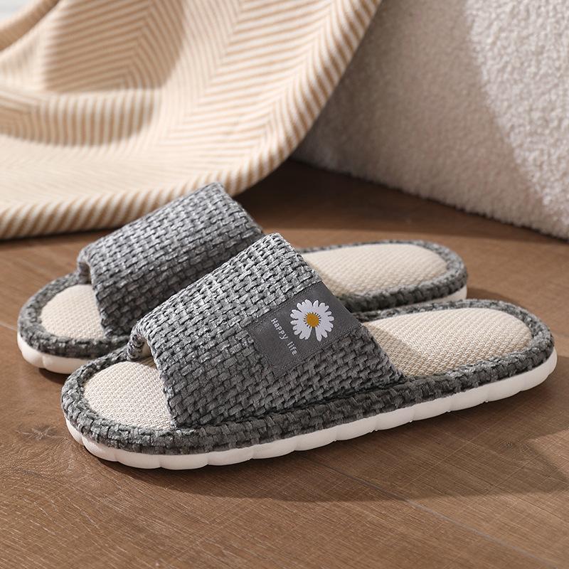 Linen slippers deodorant and non-slip indoor cotton and linen cool slippers women's summer breathable home leisure sandals free shipping