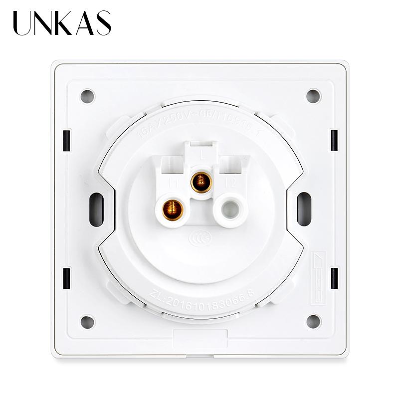 

UNKAS 1/2/3/4 Gang 1/2 Way On/Off Настенный выключатель Большая апертура Светодиодная подсветка Данные Белый Черный Серый Стекло